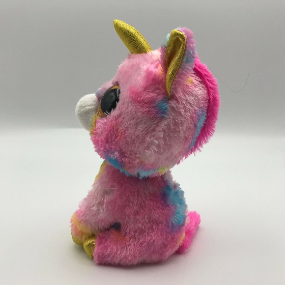 Fantasia the Unicorn TY Beanie Boos 6" Plush Gold Glitter Eyes Stuffed Animal - Picture 2 of 5
